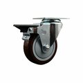 Service Caster 4'' Maroon Poly Wheel Swivel Top Plate Caster Posi Brake SCC-20S414-PPUB-MRN-PLB